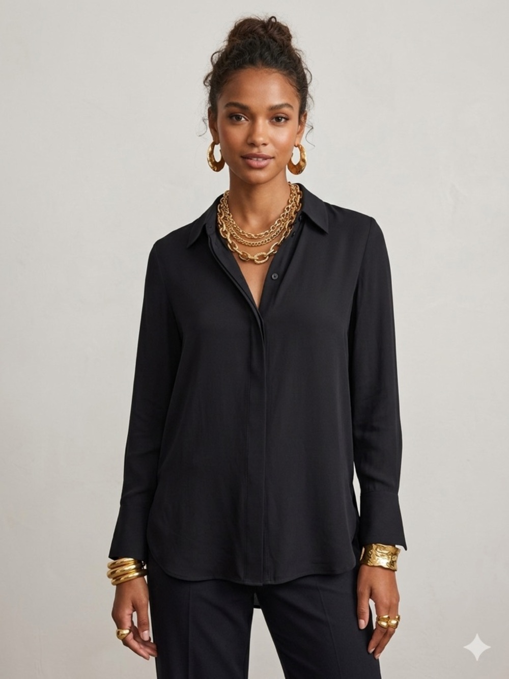 Vince for Bergdorf Goodman Black 100% Silk Blouse SZ 2